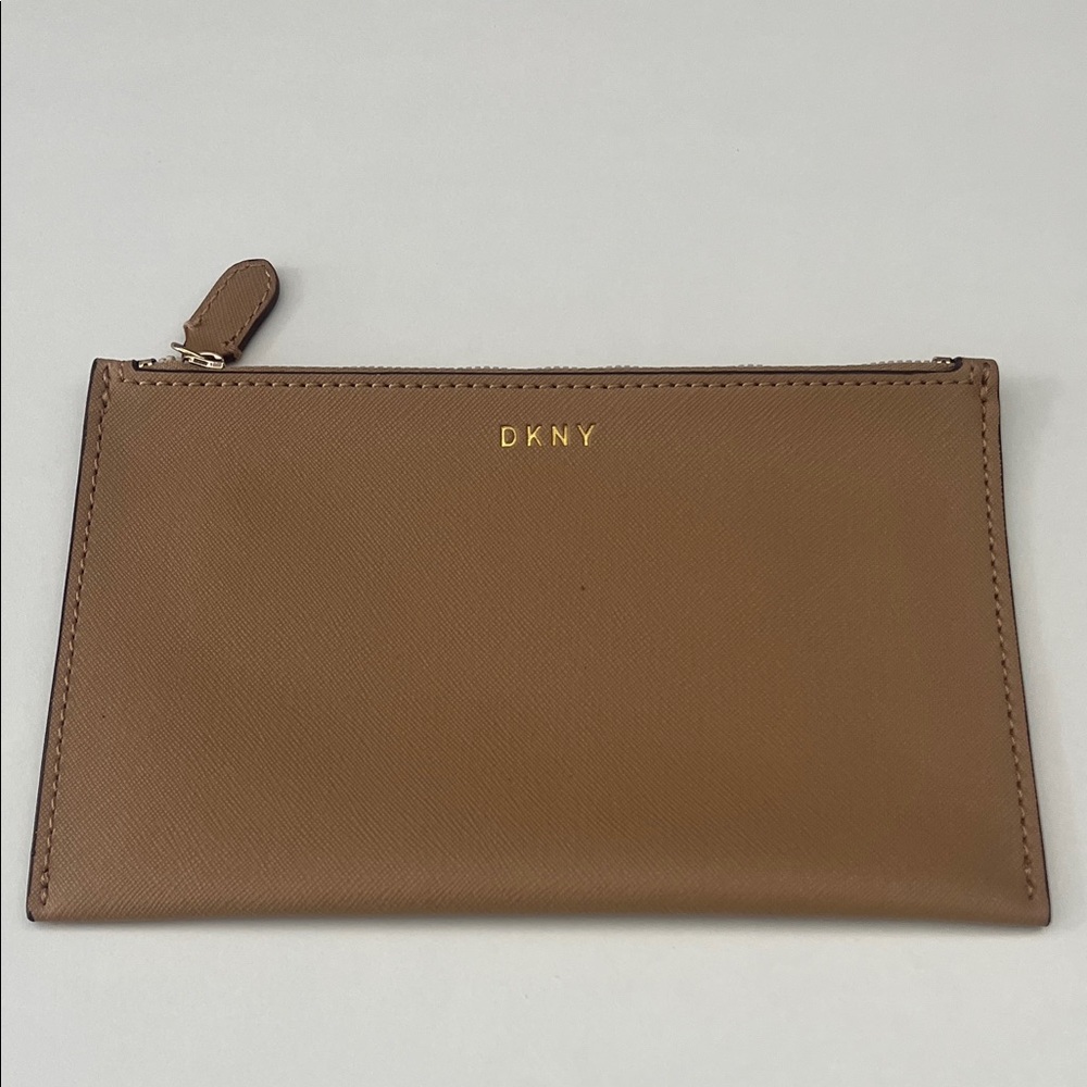 DKNY Brown Leather Zip Wallet